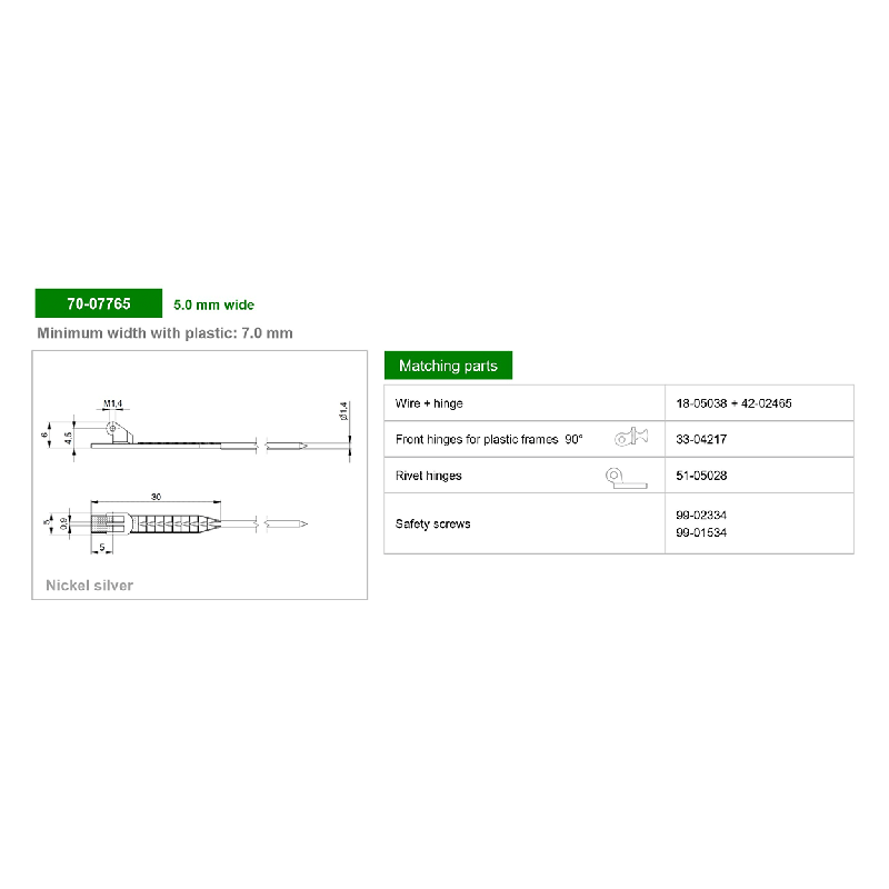 Inlay hinges 2 points OBE (3CH 1) - 100 pairs