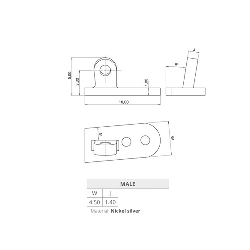 Charnière à riveter mâle - 10 paires (RS 5)